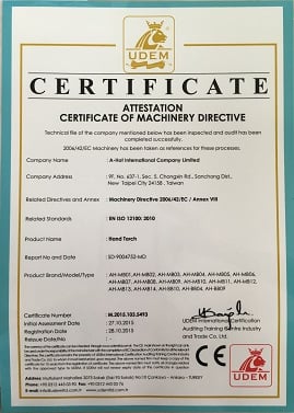 A-HOT HAND BLOW TORCH CE CERTIFICATE